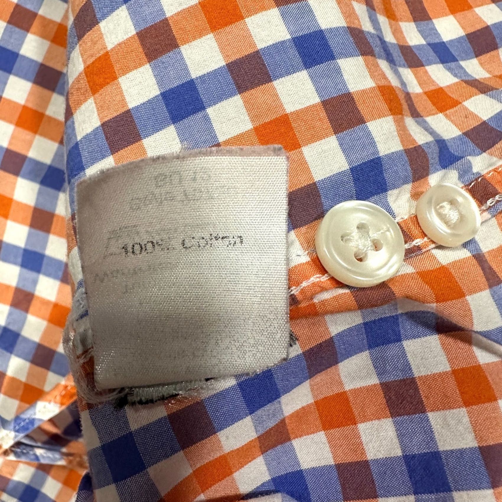 J.Crew J.CREW Shirt Mens L Lightweight Cotton Orange Blue Check Button-Down Size US L / EU 52-54 / 3 - 7 Thumbnail