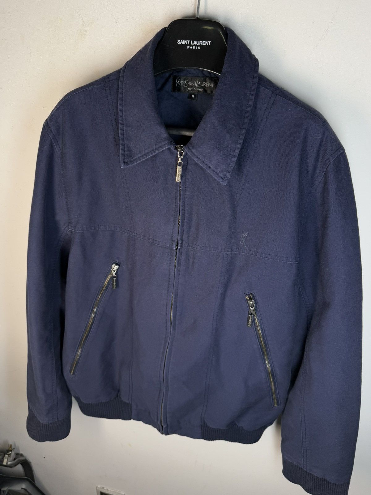 Yves Saint Laurent Cotton YSL Jacket Blue/Navy Soft YSL Bomber Size US M / EU 48-50 / 2 - 21 Thumbnail