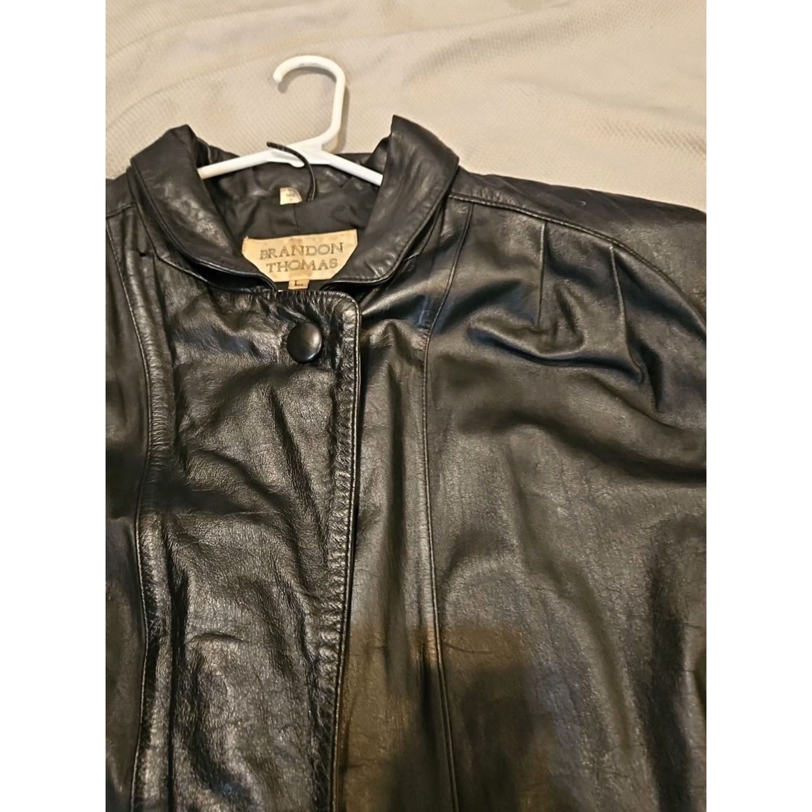Vintage Vintage Brandon Thomas Jacket Womens Large Long Black Leather Mob Wife Coat Size L / US 10 / IT 46 - 7 Thumbnail
