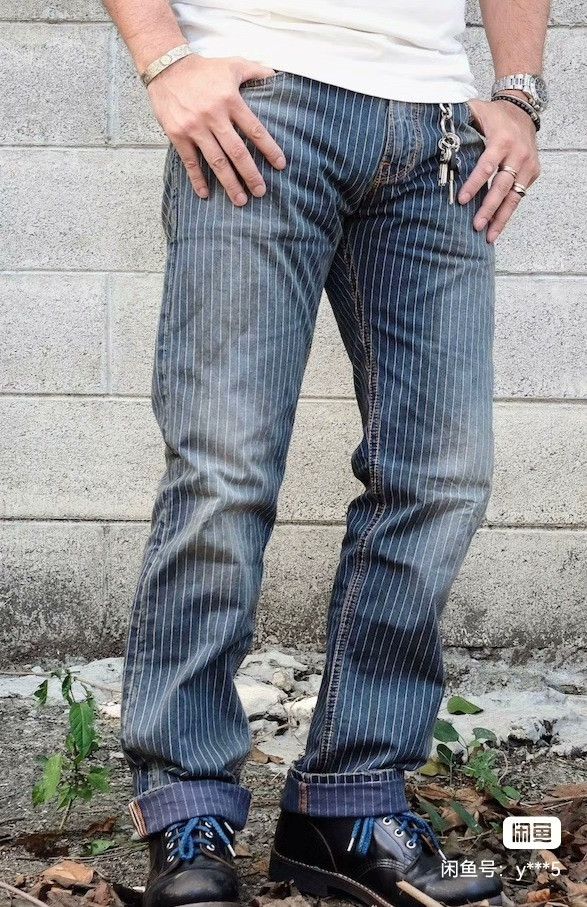 Scarti-Lab Scarti Lab Indigo Striped Washed Denim Pants Size US 31 - 1 Thumbnail