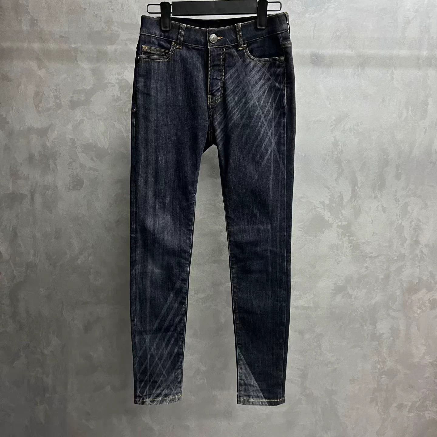 Chanel Chanel navy blue striped print mid-rise casual jeans Size US 34 / EU 50 - 1 Thumbnail