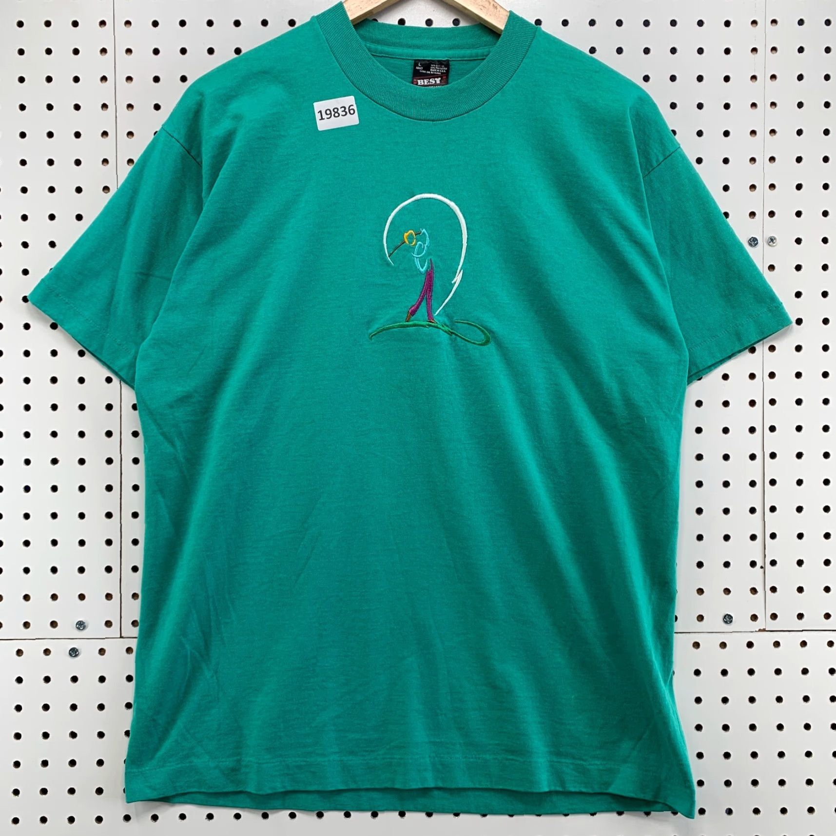 Fruit Of The Loom VINTAGE Golf Swing Shirt Mens L Green Embroidered 90s Cotton T-Shirt dreams in motion Size US L / EU 52-54 / 3 - 7 Thumbnail