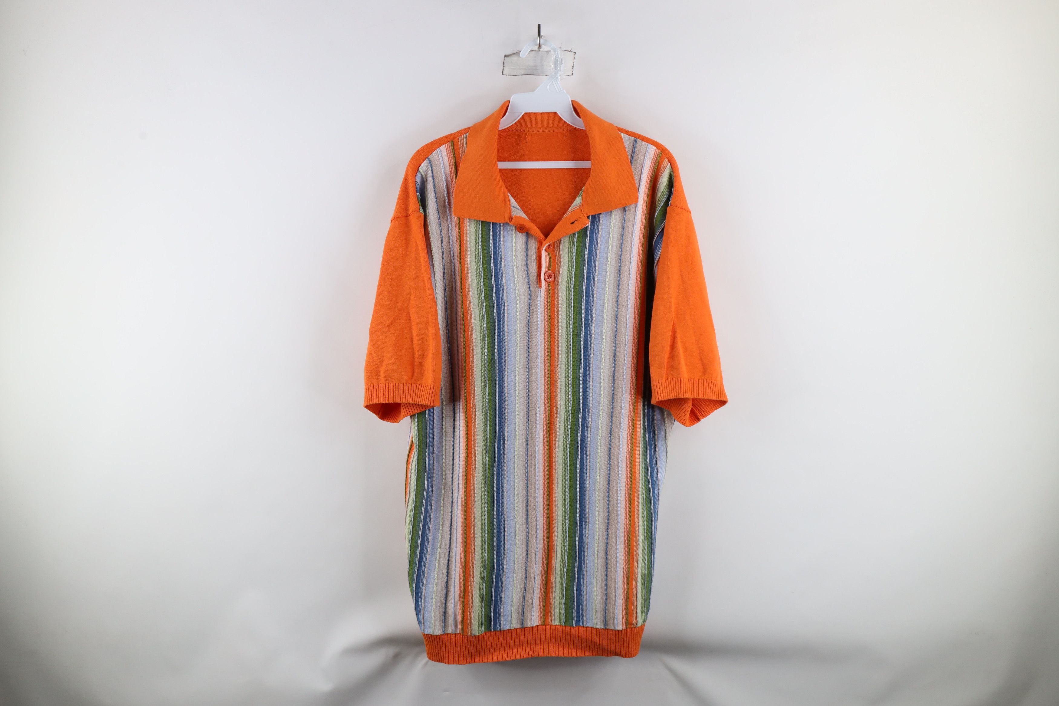 Vintage Vintage 90s Coogi Style Striped Knit Collared Pullover Polo Size US XXL / EU 58 / 5 - 1 Thumbnail