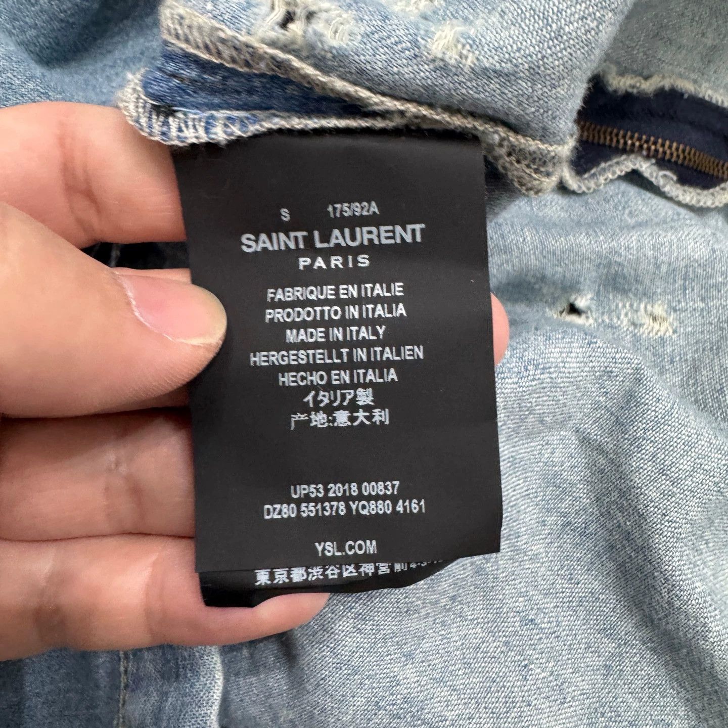Saint Laurent Paris SLP Vintage Washed Distressed Denim Jacket S Size US S / EU 44-46 / 1 - 3 Thumbnail