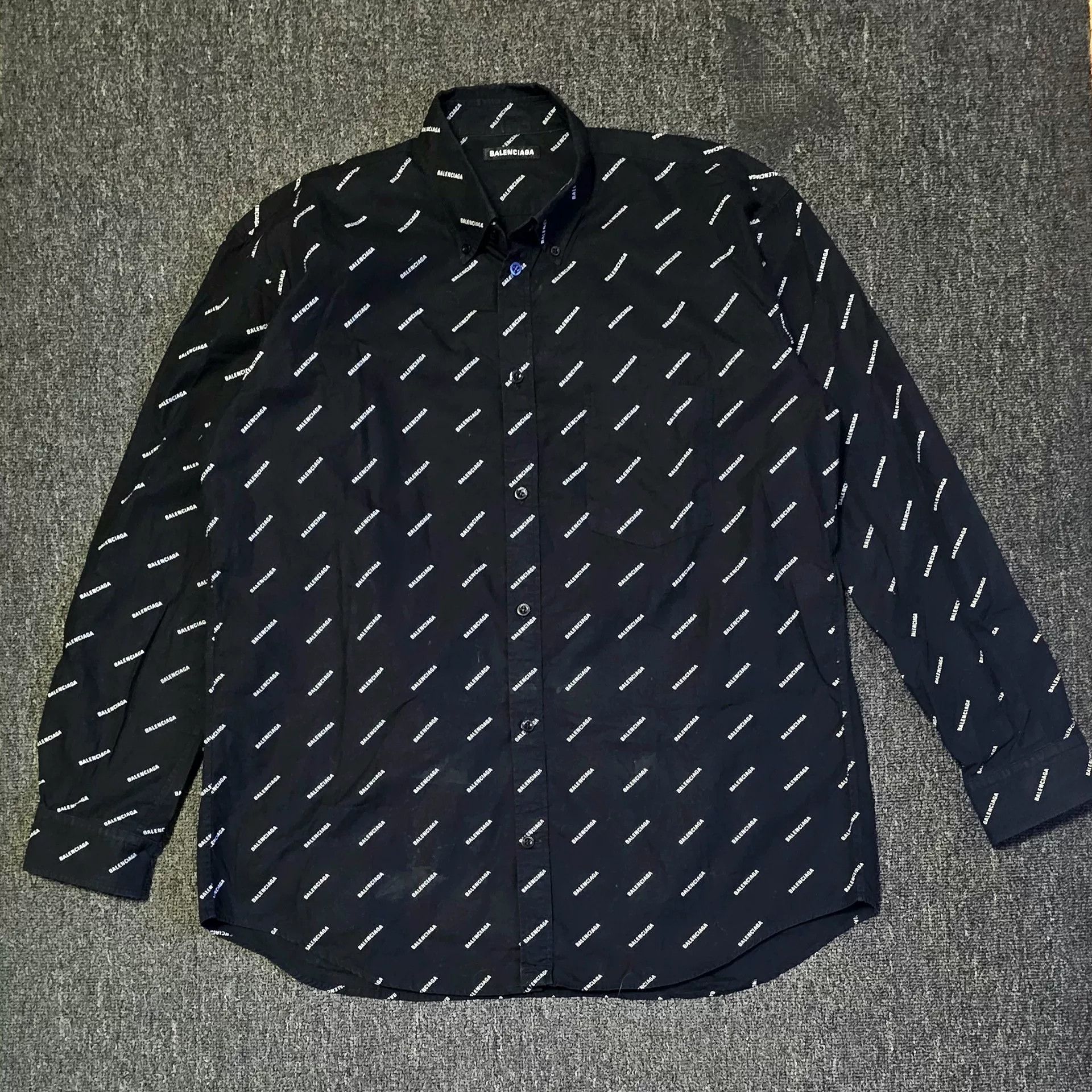 Balenciaga Logo Oversized Long Sleeve Shirt