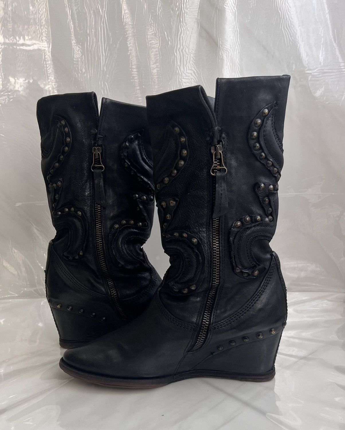 A.S.98 As 98 Airstep Zipper Boho Black Biker distressed boot Size US 8 / IT 38 - 7 Thumbnail