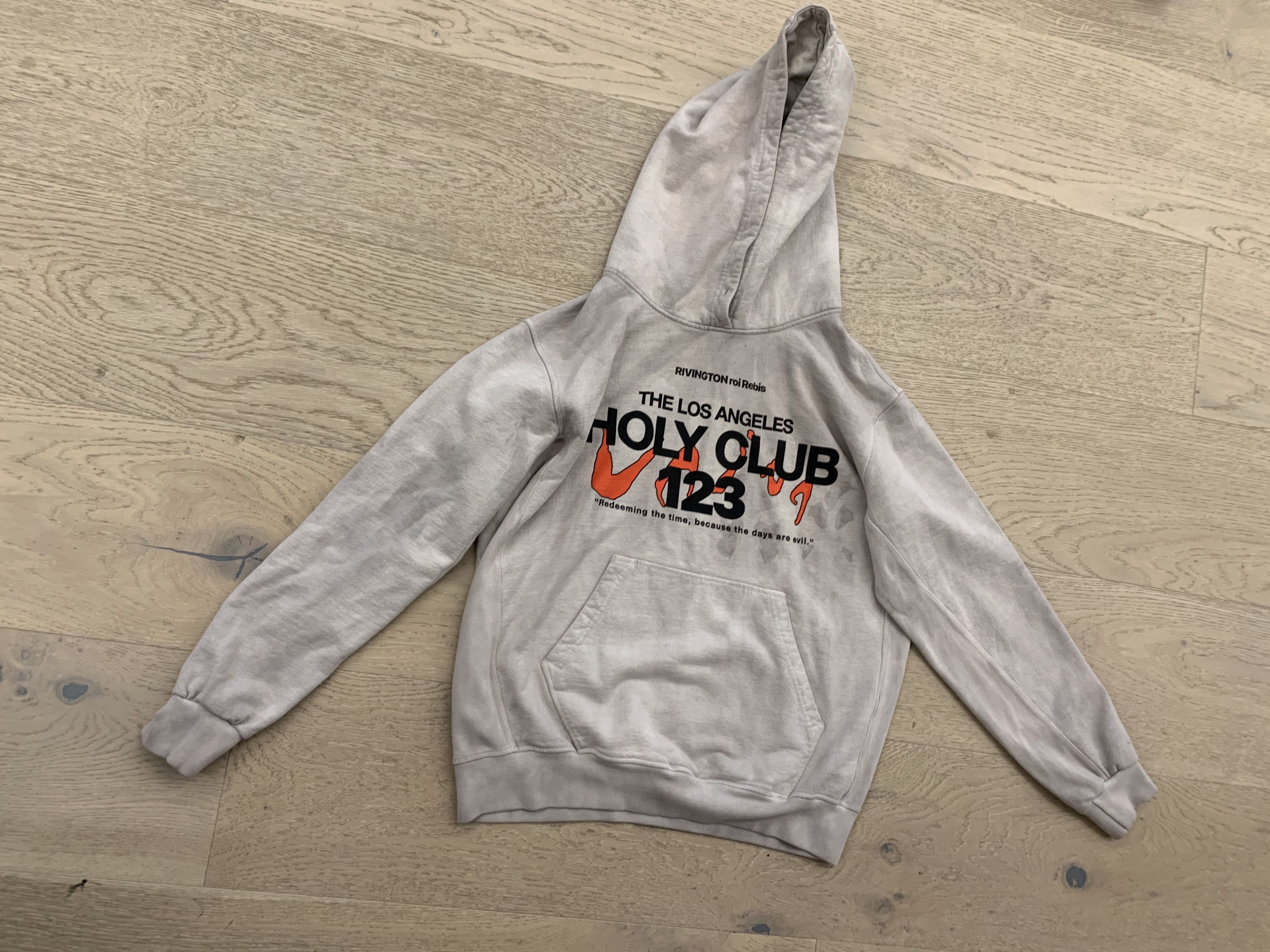 image of Tie Dye Holy Club Rrr 123 Hoodie Super Heavy Cotton in Cream, Men's (Size Medium)