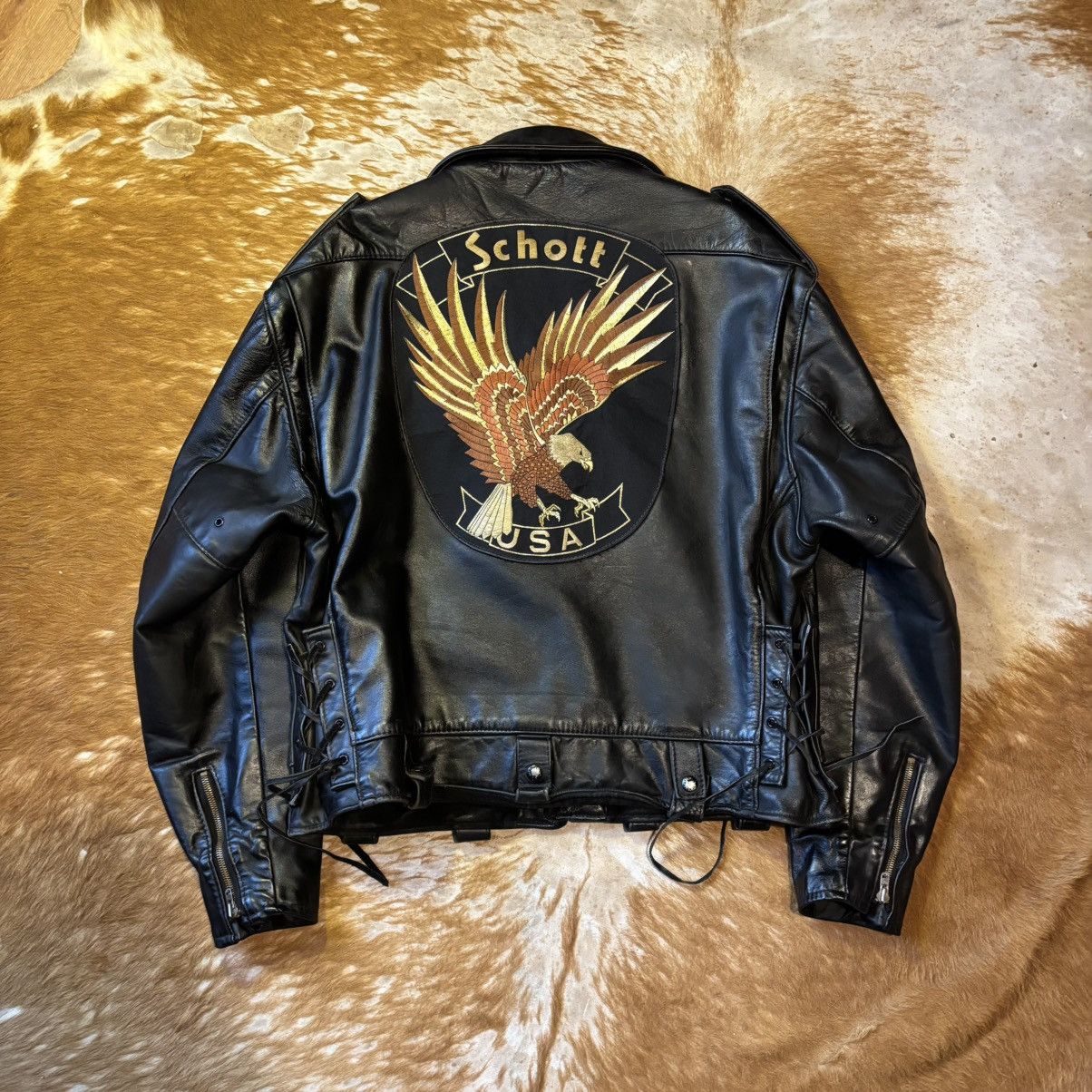 Schott Schott Perfecto Leather Jacket – Size 48 – Rare Backprint Size US M / EU 48-50 / 2 - 2 Thumbnail