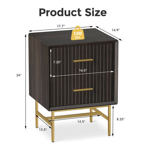Designer × Homemade MDF Wood Brown Nightstand Small Cabinet Side Tables Bedroom Size US L / EU 52-54 / 3 - 7 Thumbnail