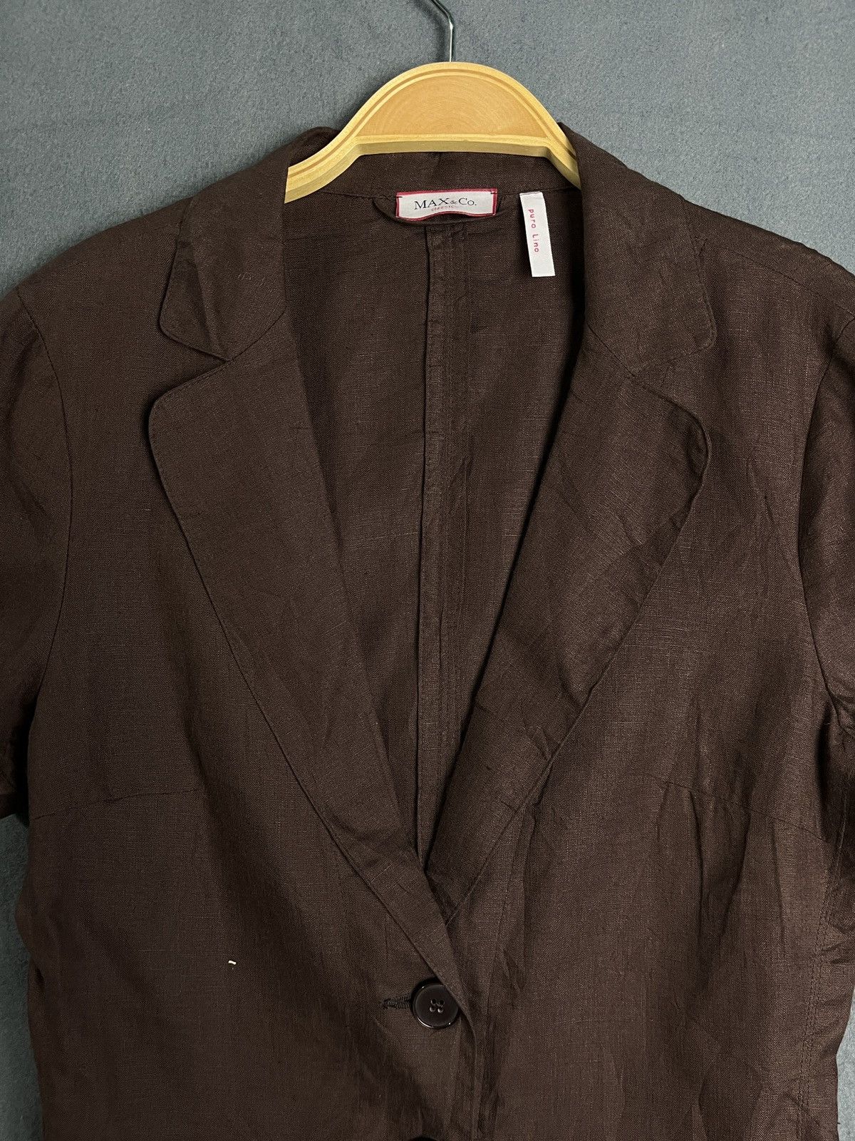 Max Mara Max & Co Short Sleeve Blazer Women Brown Made in Italy Size M / US 6-8 / IT 42-44 - 3 Thumbnail