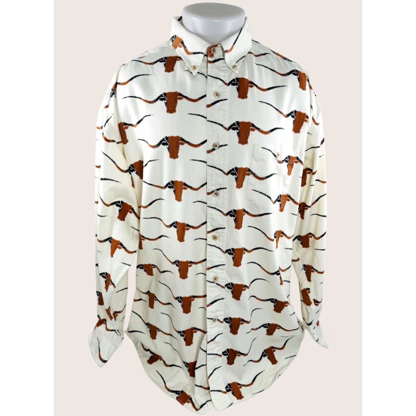 Vintage Barnfly Texas Longhorns Shirt XL Mens Beige Long Sleeve Button-Up 2X Size US XL / EU 56 / 4 - 1 Thumbnail