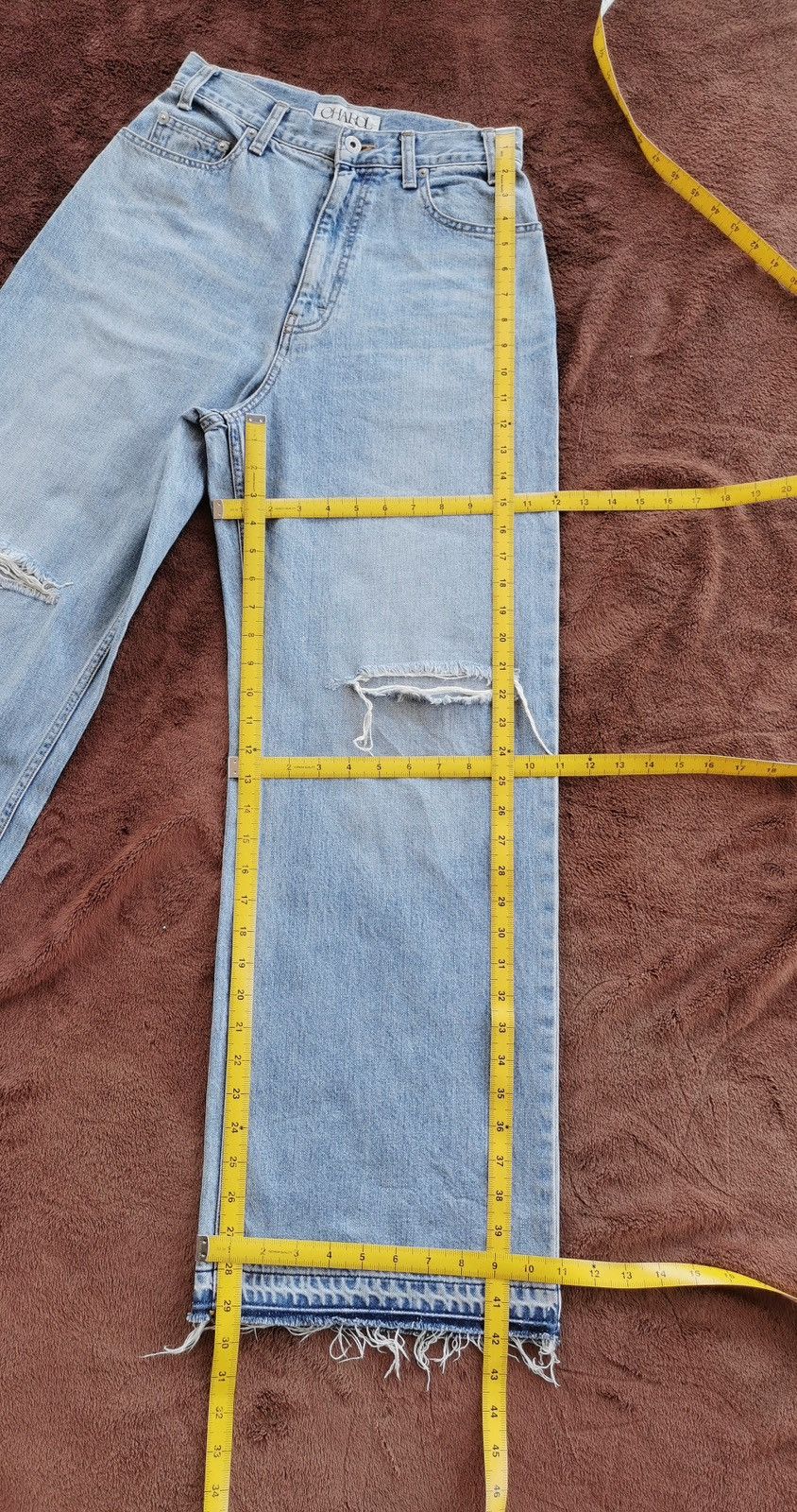 Japanese Brand Charol Hybes Japan Baggy Loose Distressed Denim Jeans Size 26" / US 2 / IT 38 - 10 Thumbnail
