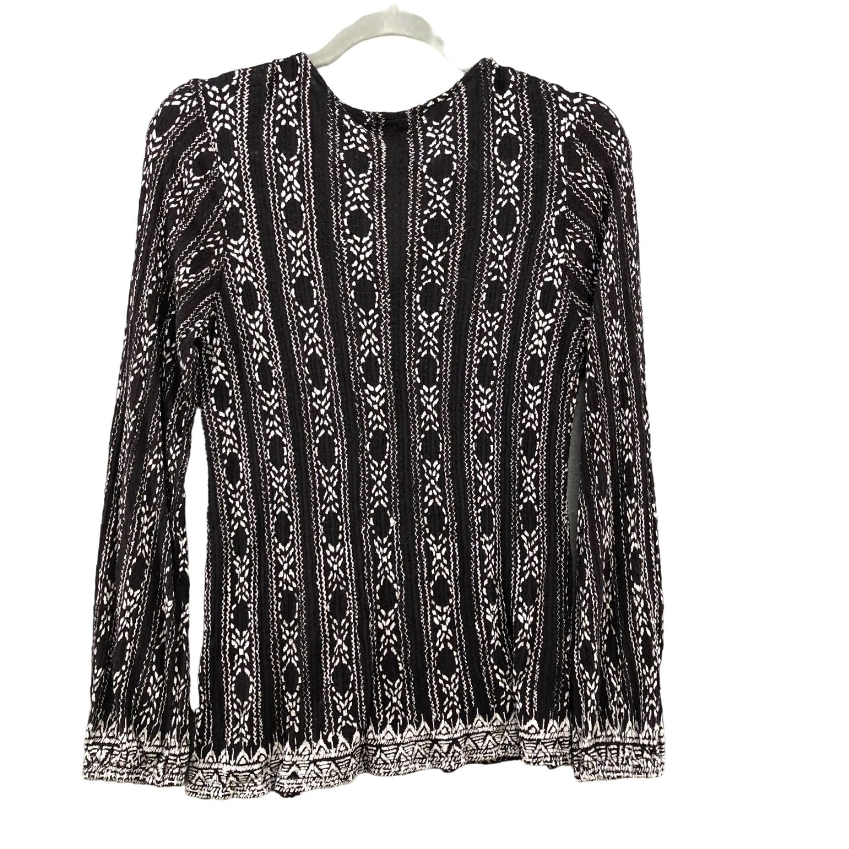 Lucky Brand Lucky Brand Blouse Womens XS Black Embroidered Linen Blend Long Sleeve Boho Top Womens Size XS / US 0-2 / IT 36-38 - 2 Thumbnail