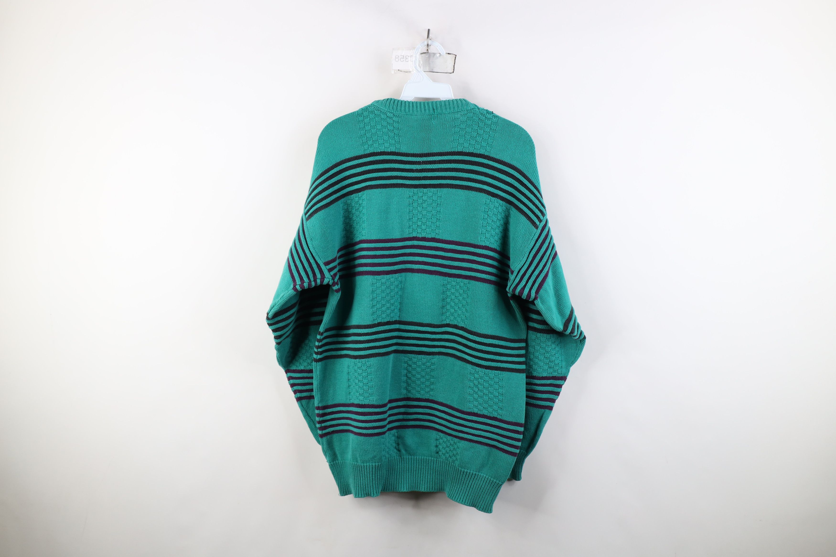 Vintage Vintage 90s Streetwear Checkered Striped Ribbed Knit Sweater Size US L / EU 52-54 / 3 - 11 Thumbnail