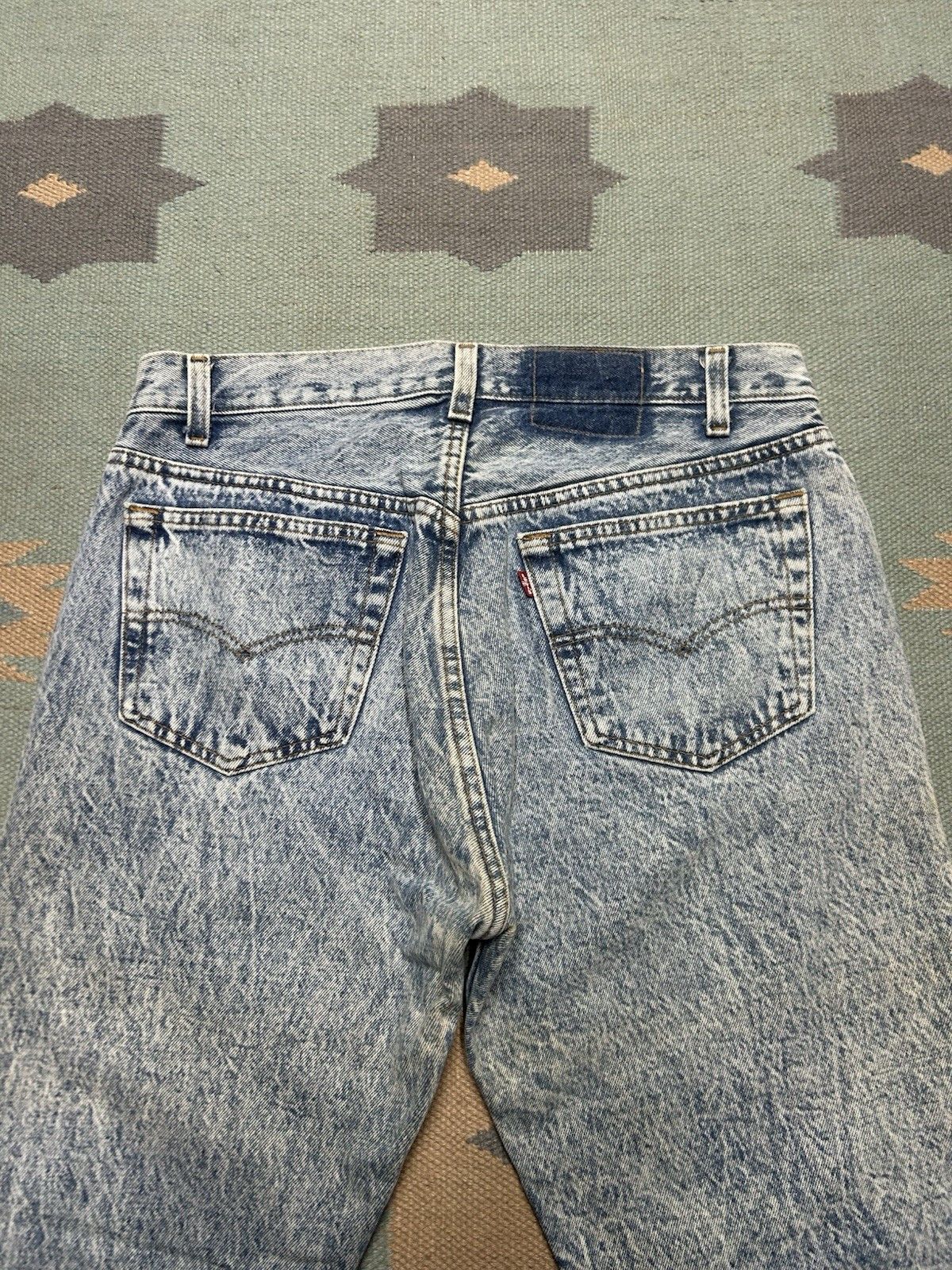 Vintage Vtg 80s Levis 501 jeans acid stone wash button fly USA 32x29 Size US 32 / EU 48 - 3 Thumbnail