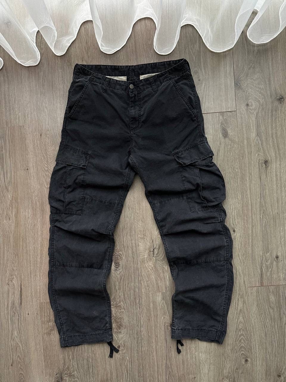 Carhartt × Carhartt Wip × Vintage Vintage Carhartt Cargo Black Big Logo Pants Size US 31 - 10 Thumbnail