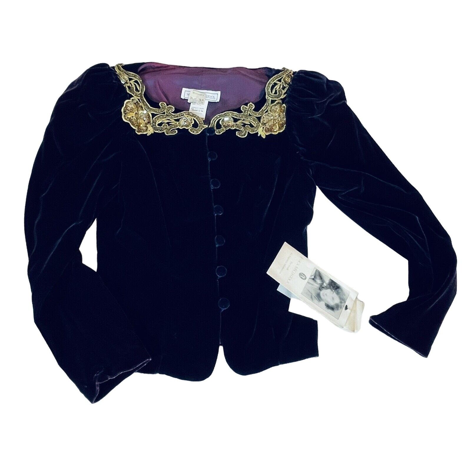 Vintage Scott McClintock Hand Beaded Velour Gold Purple Shirt Vintag Size M / US 6-8 / IT 42-44 - 7 Thumbnail
