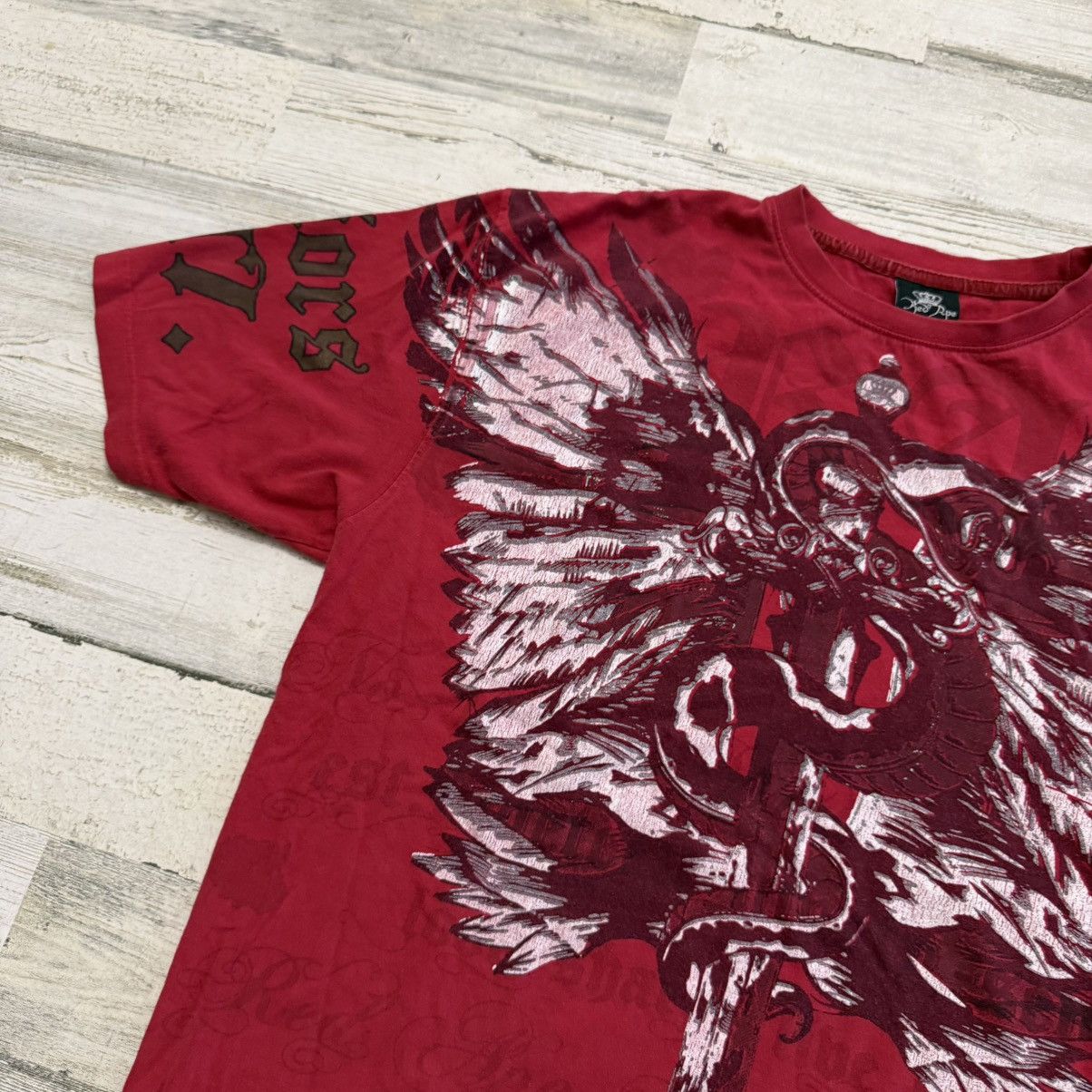 Vintage Y2K Affliction Style Red Ape All Over Print T-Shirt L Wings Size US L / EU 52-54 / 3 - 4 Thumbnail