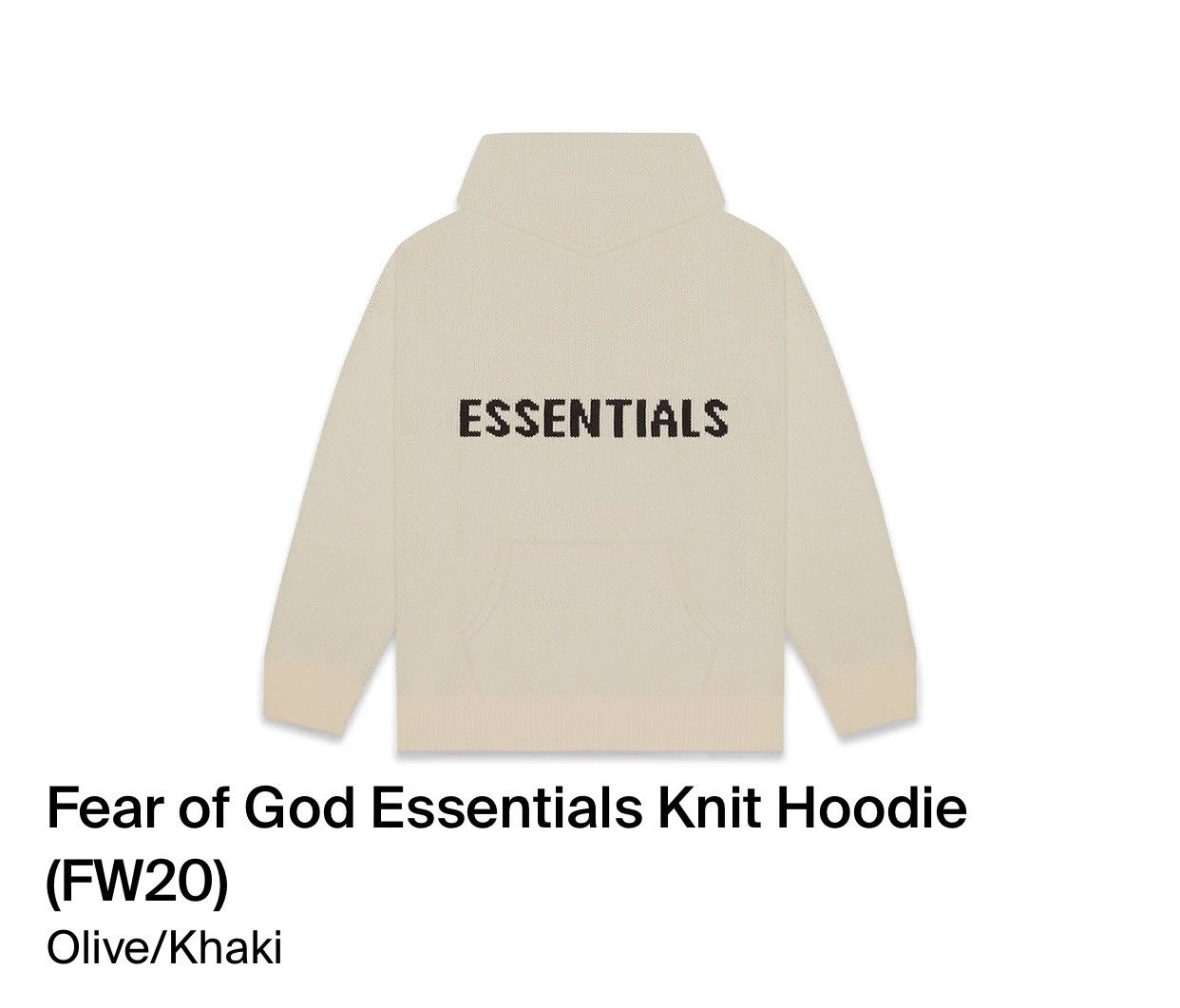 FOG Essentials purchases Hoodie Olive L