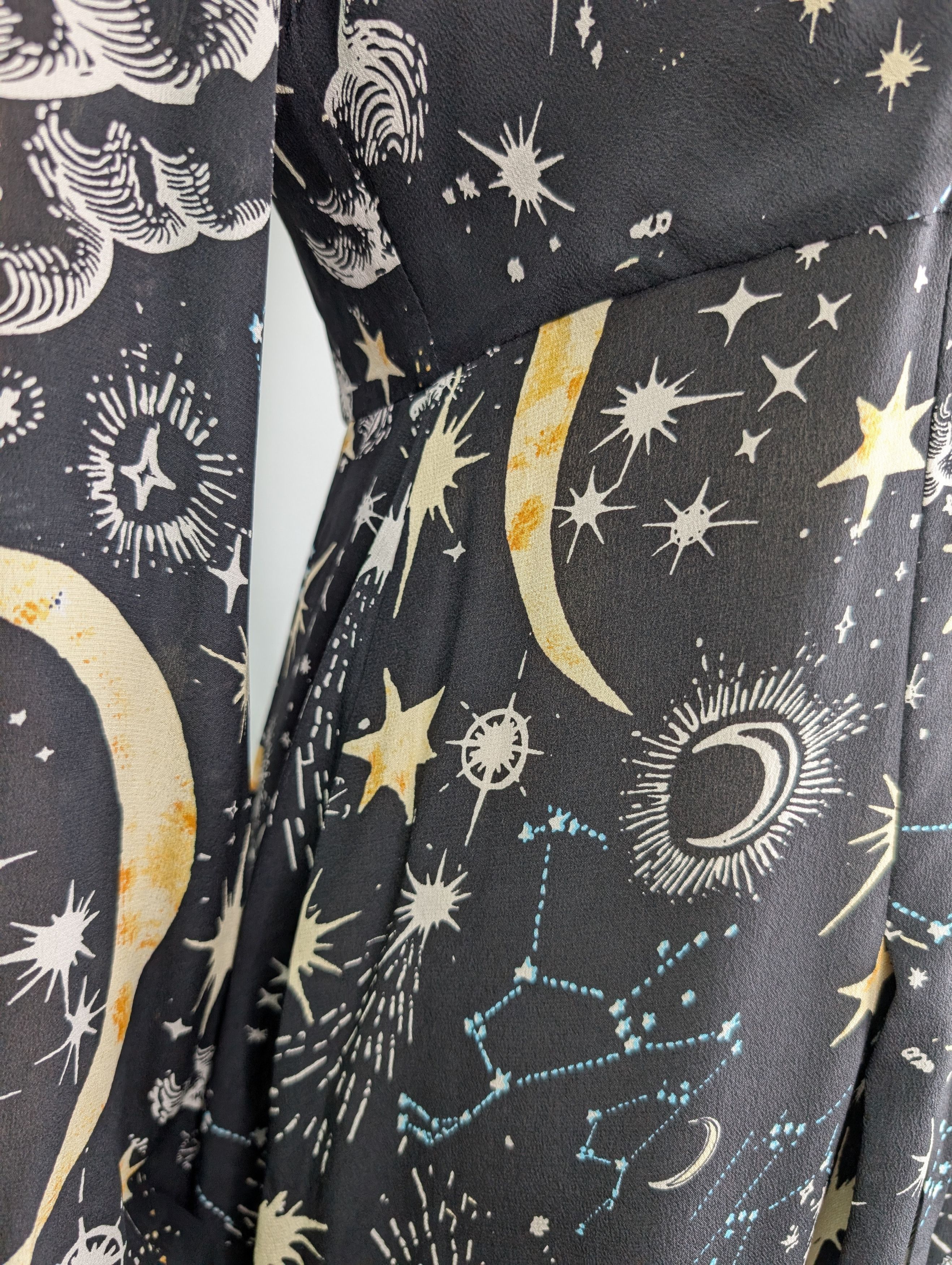 RIXO Rixo Black Star Printed Silk Dress Size S / US 4 / IT 40 - 4 Thumbnail