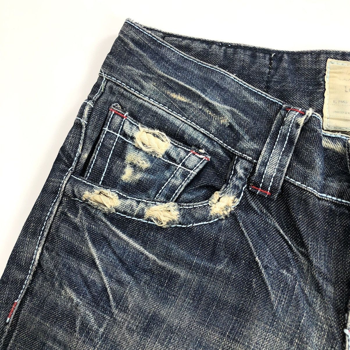 If Six Was Nine × Le Grande Bleu (L.G.B.) × Vintage Vintage Lolita Exotic Flared Jeans Distressed Faded Denim Size US 27 - 8 Thumbnail