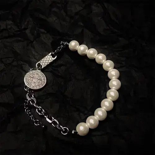 Bead Bracelet x Jewelry Stylish Adjustable Pearl Chain Bracelet in Silver, Men's