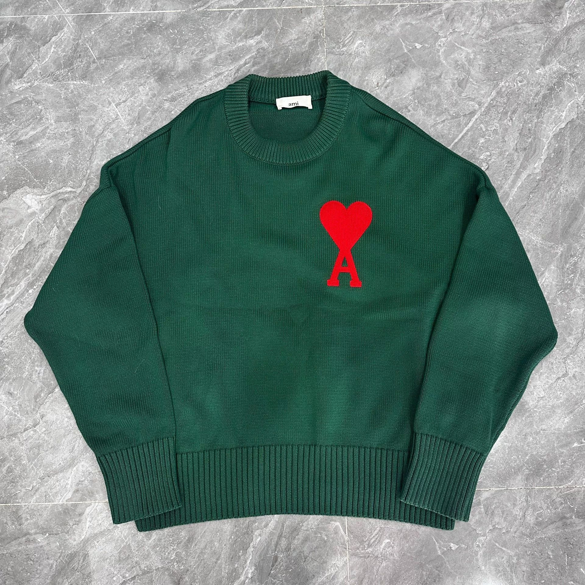 AMI AMI Green Heart Knit Sweater Size US L / EU 52-54 / 3 - 1 Thumbnail