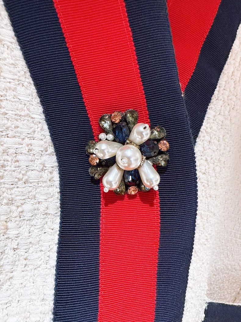 Gucci Gucci Red and blue stripe contrasting edge pearl buckle loo Size S / US 4 / IT 40 - 5 Thumbnail