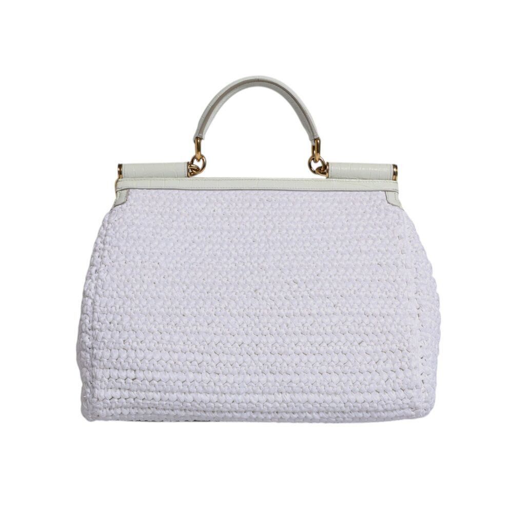 Dolce & Gabbana Dolce & Gabbana White Rafia Leather Top Handle Crossbody Bag Size ONE SIZE - 5 Thumbnail