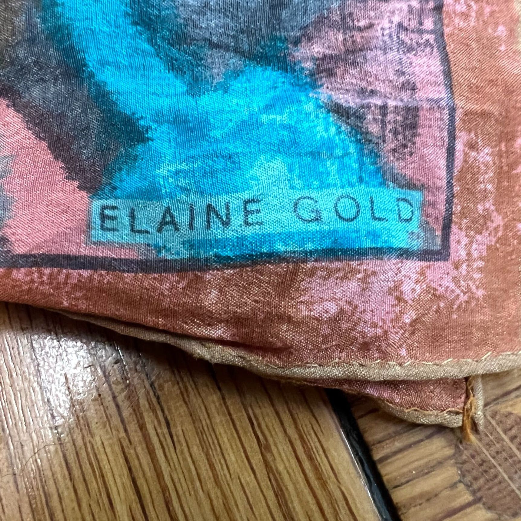 Vintage VINTAGE Elaine Gold Silk Square Scarf Blue Floral 31x31 Inch Classic Womens Size ONE SIZE - 5 Thumbnail
