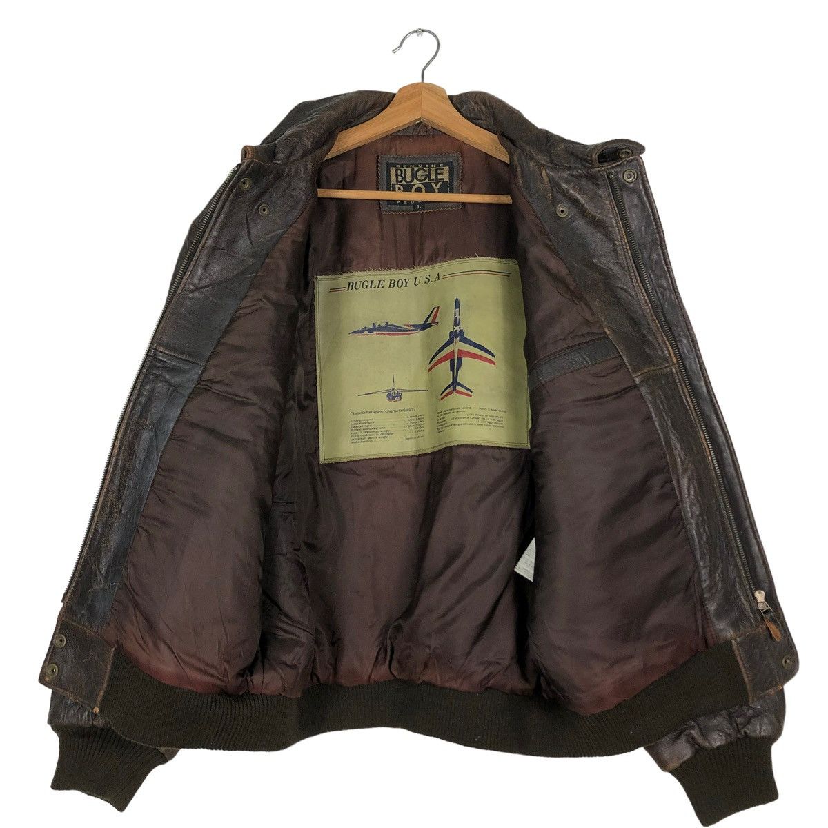 Vintage 🔥VINTAGE FLY GENUINE LEATHER JACKET BUGLE BIG LOGO Size US L / EU 52-54 / 3 - 15 Thumbnail