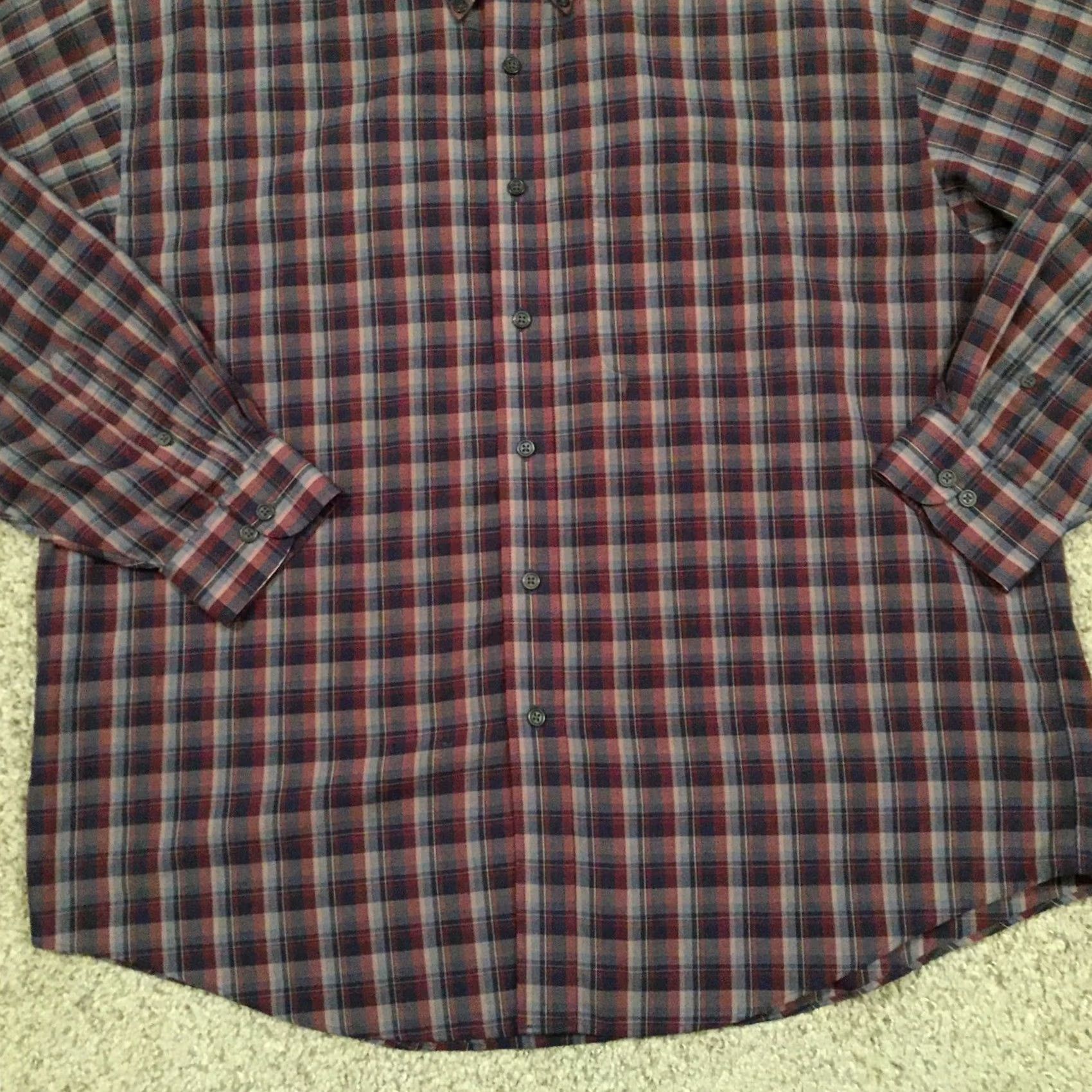 Van Heusen Van Heusen Shirt Mens XL Red Plaid Long Sleeve Button-Up Size US XL / EU 56 / 4 - 4 Thumbnail