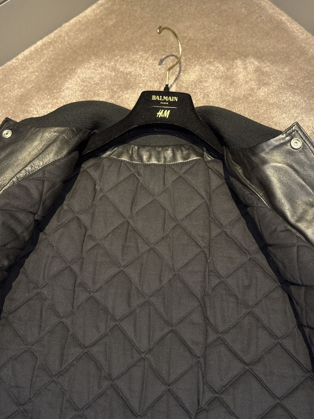 Balmain Balmain quilted leather velour varsity jacket Size US L / EU 52-54 / 3 - 14 Thumbnail