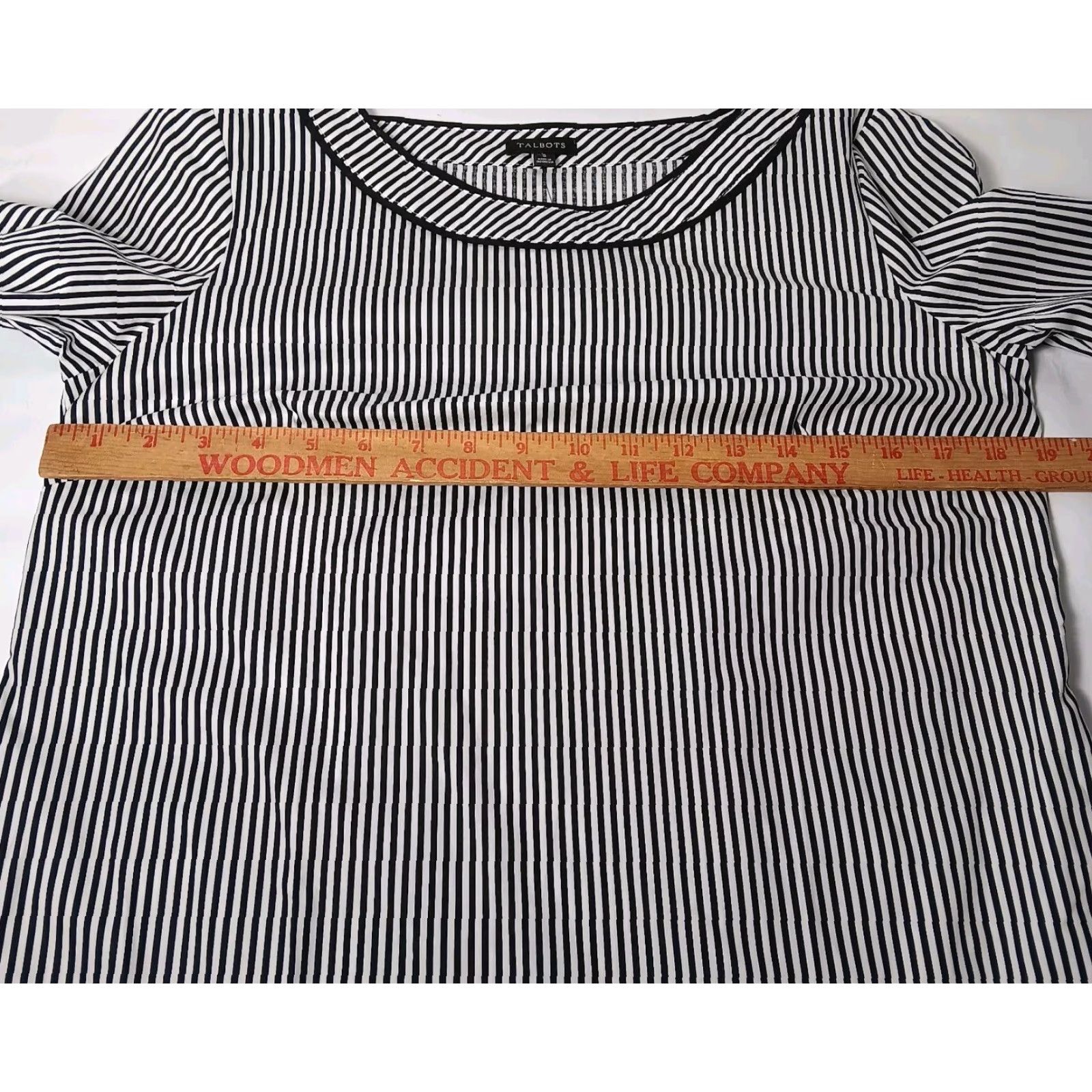Talbots VINTAGE Talbots Women's Blouse Pullover Size Small Black White Striped Cotton Classic Fitted Sleeve Zipper Size S / US 4 / IT 40 - 3 Thumbnail