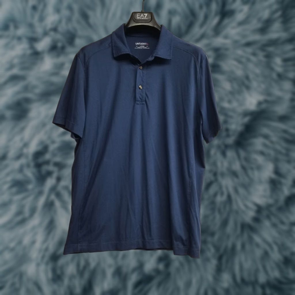 UNTUCKit UNTUCKit Men's Blue Polo Shirt L Regular Short Sleeve Collared Button Casual Golf Polyester Spandex 46 Chest 28 Shirt Length 28 in Size US L / EU 52-54 / 3 - 1 Thumbnail