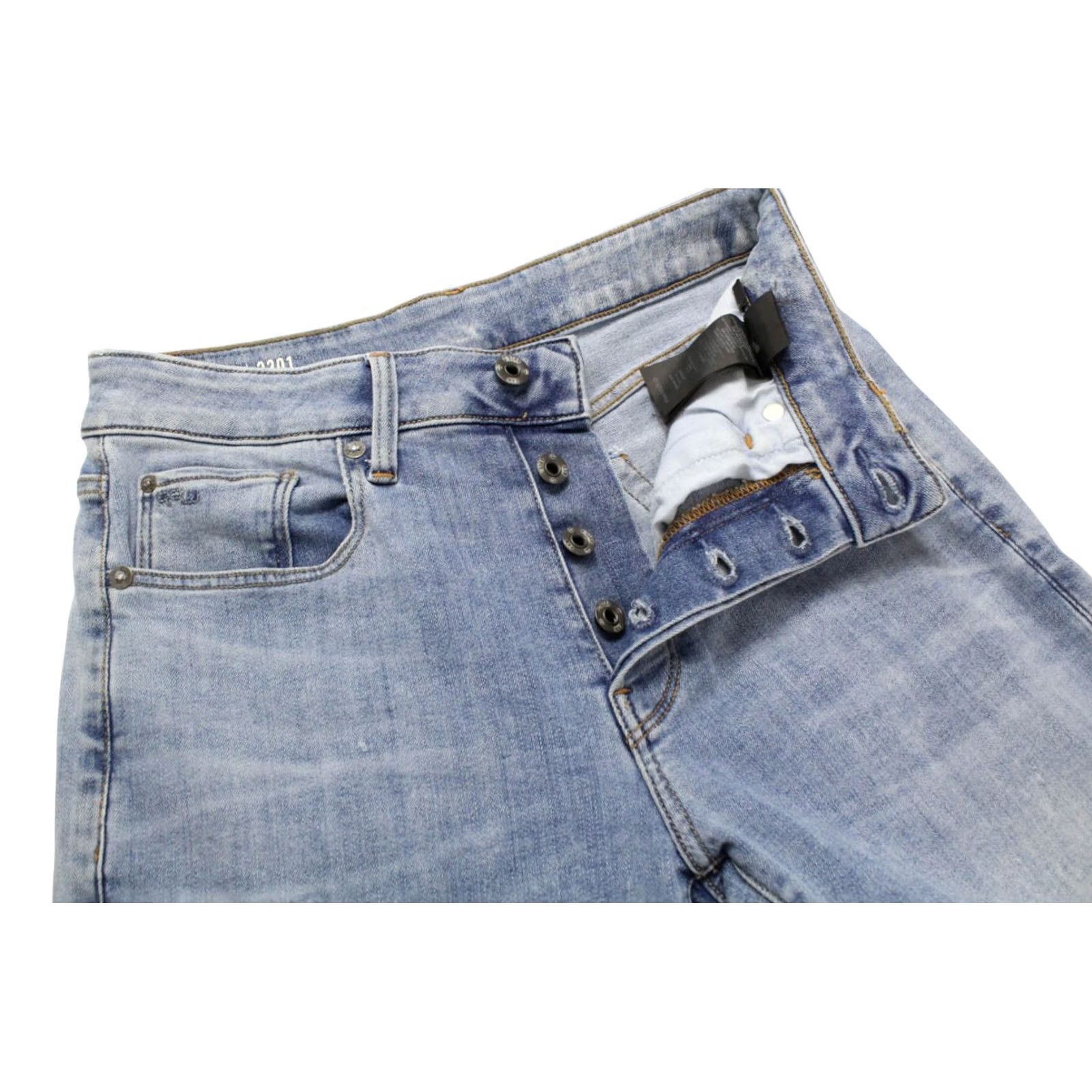 G-Star G-Star 3301 Slim Jeans Men's W28/L32 Blue Stretch Buttoned Whiskers Faded Jeans Size US 28 / EU 44 - 4 Thumbnail