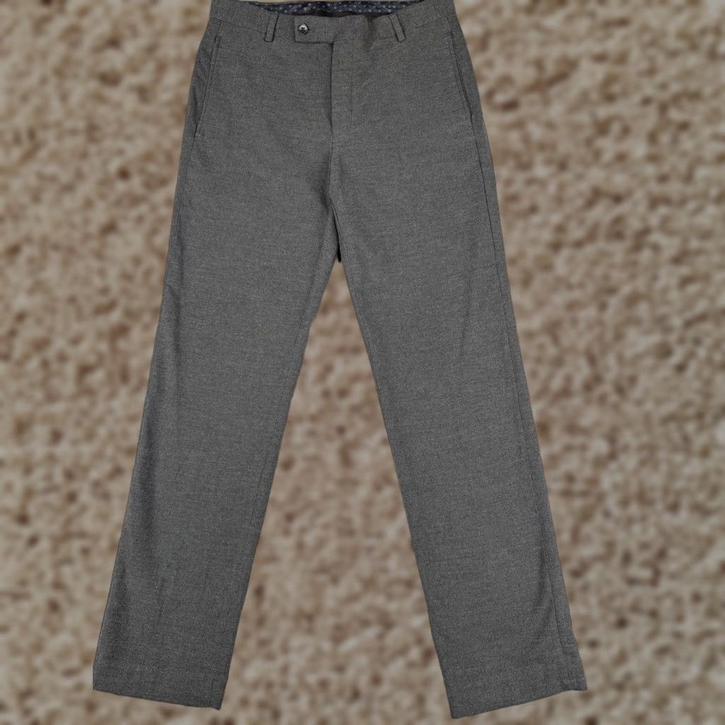 Lauren Ralph Lauren Pants Men 30 Gray Black Label Polyester Rayon Flat Front 32L Dress Pants