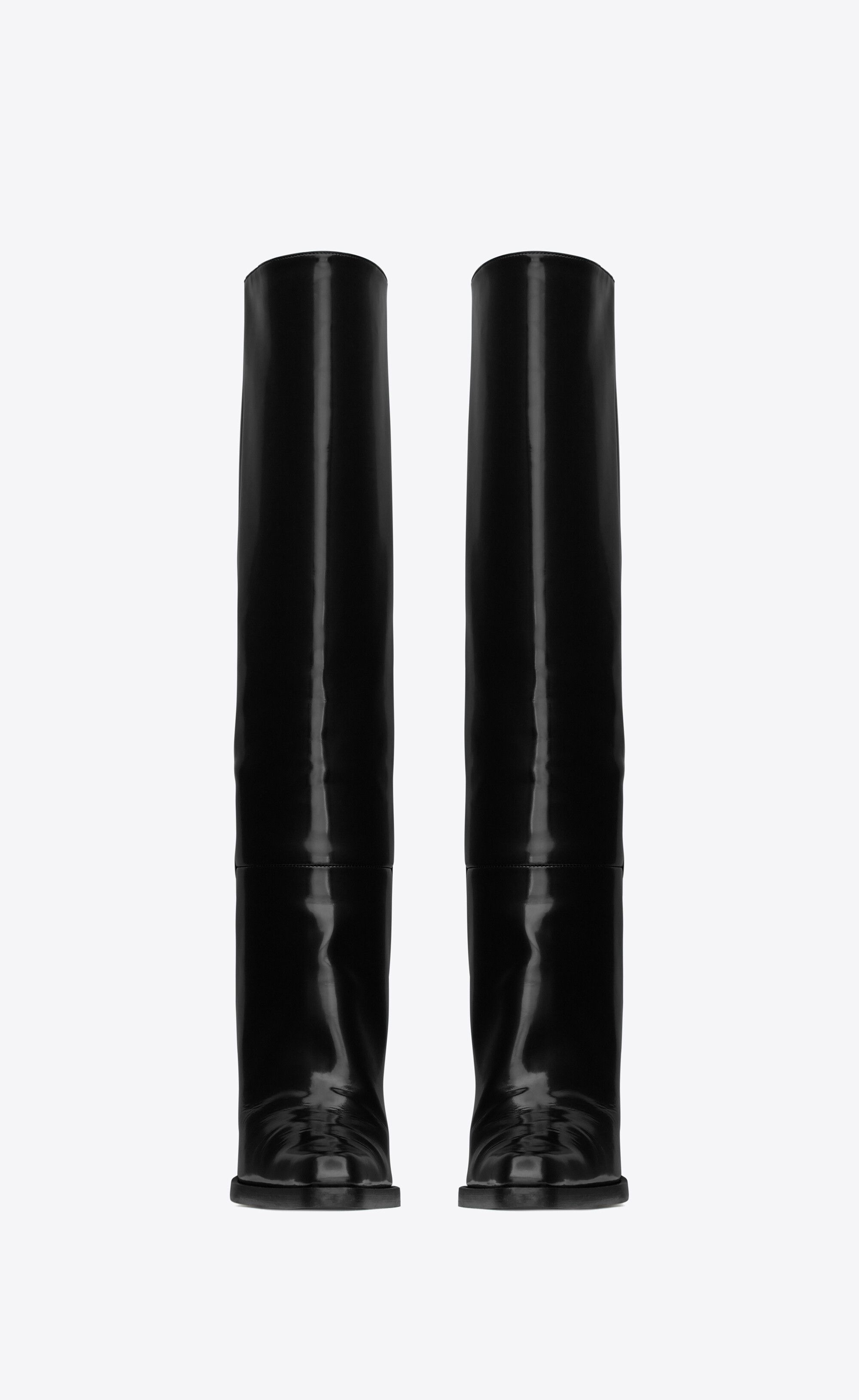Saint Laurent Paris oc11z1125 Nina High Boots in Glazed Calfskin in Black Size US 10 / IT 40 - 2 Thumbnail