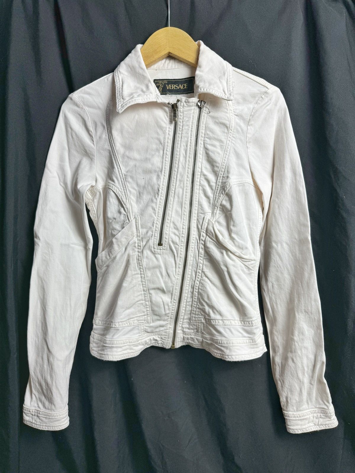 Versace × Versace Jeans Couture × Vintage Versace Asymmetrical Zipper Bikers Jacket Vintage Size M / US 6-8 / IT 42-44 - 1 Thumbnail
