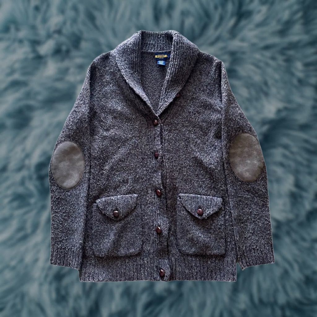 Ralph Lauren VINTAGE Womens Rugby Ralph Lauren Cardigan Wool Shawl Sleeve Long Pockets Leather Football Buttons Brown 100% Wool Medium NEW Size M / US 6-8 / IT 42-44 - 1 Thumbnail