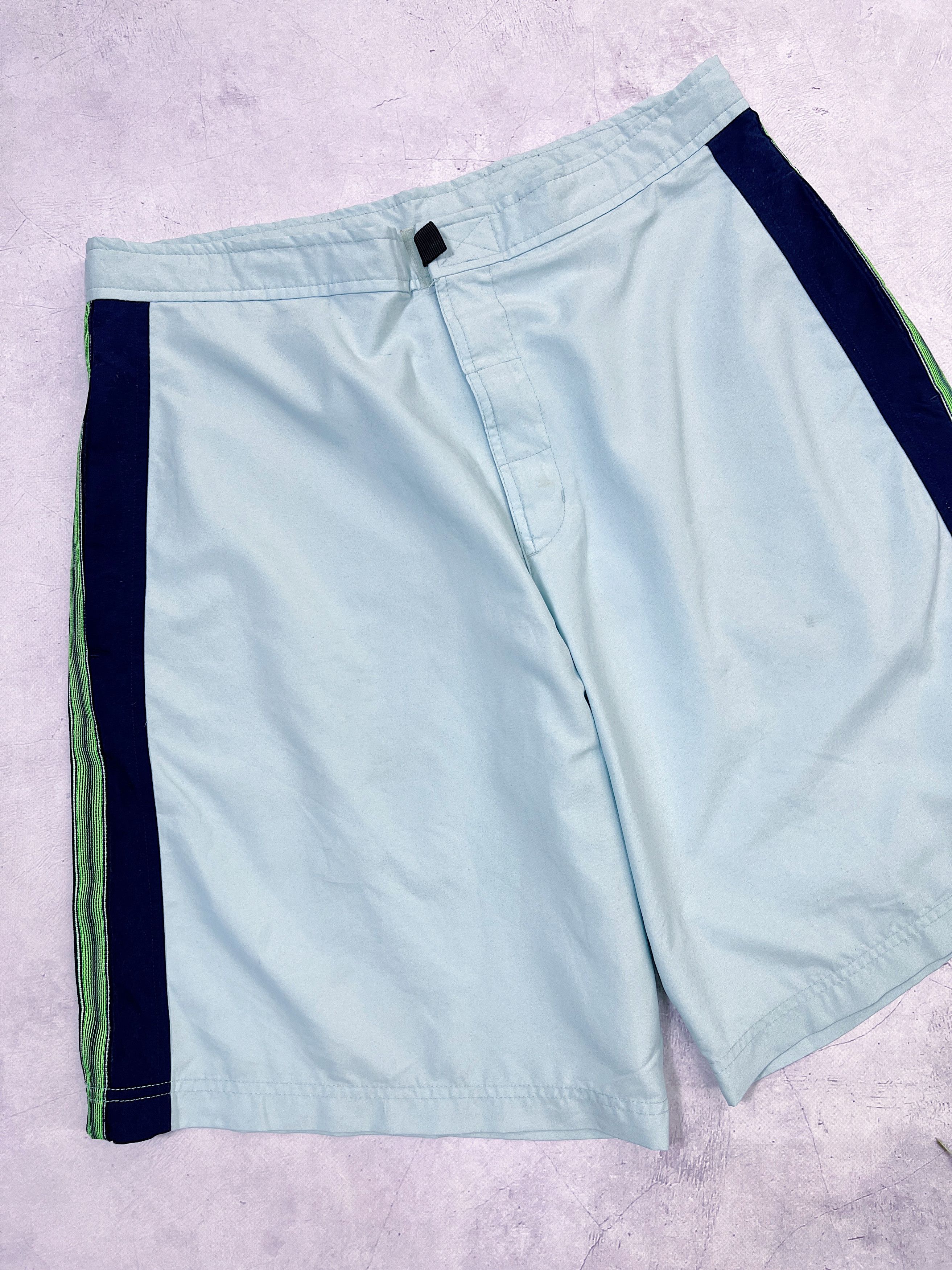 Nike × Vintage Vintage Nike Shorts Aquamarine & Green Stripes Size US 34 / EU 50 - 2 Thumbnail