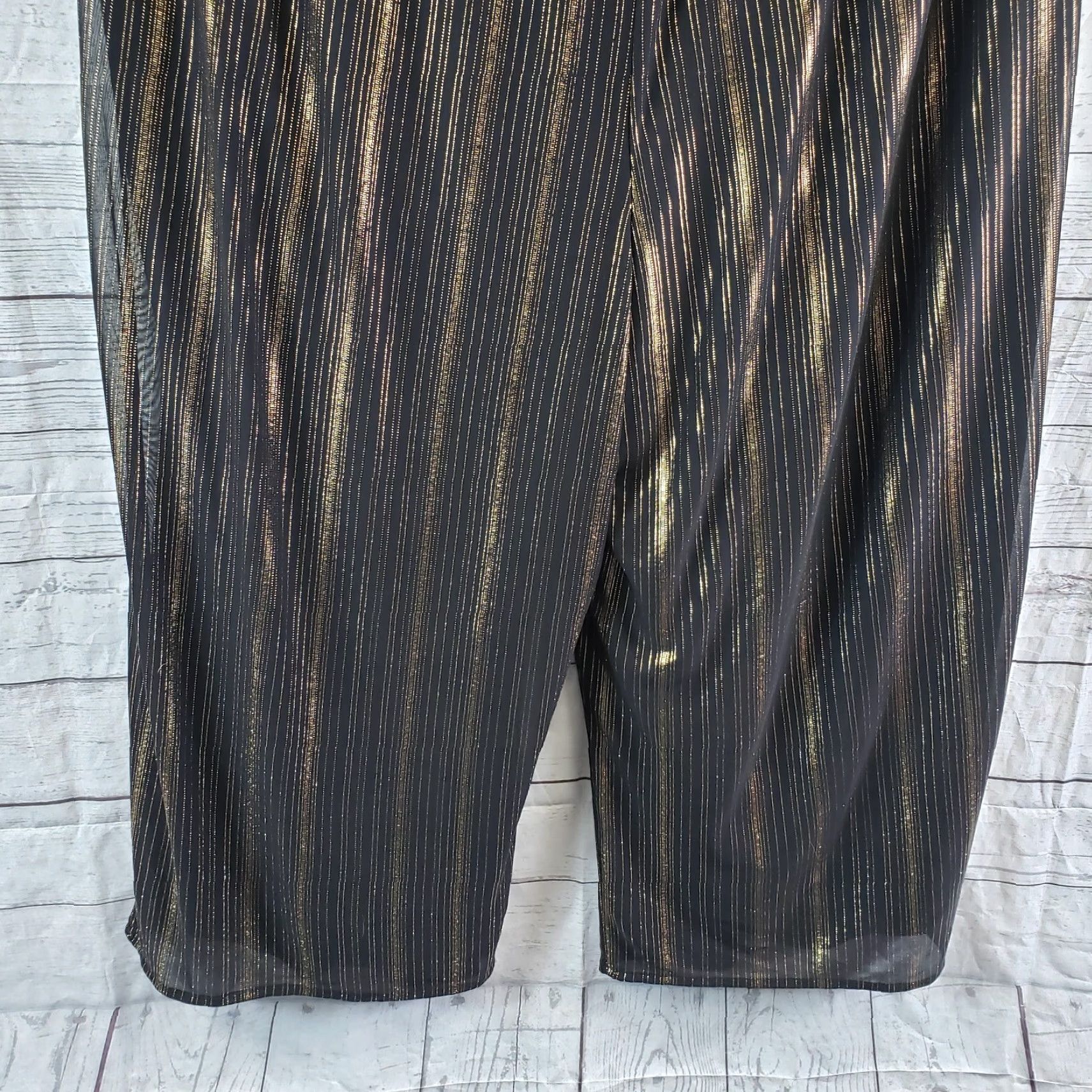 Torrid Torrid Womens Culotte Cropped Pants Sz 3 Black Gold Stripe Pull On High Rise Capris Cropped Pants 21.5in Inseam Womens Size 40" / US 18 - 5 Thumbnail