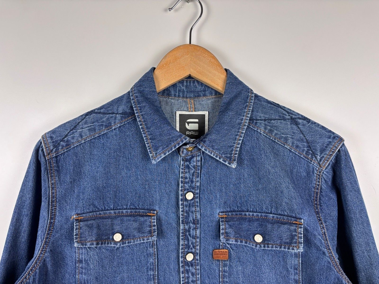 G-Star G-Star Raw Landoh Slim Denim Shirt Pearl Snap Blue Size M Size US M / EU 48-50 / 2 - 2 Thumbnail