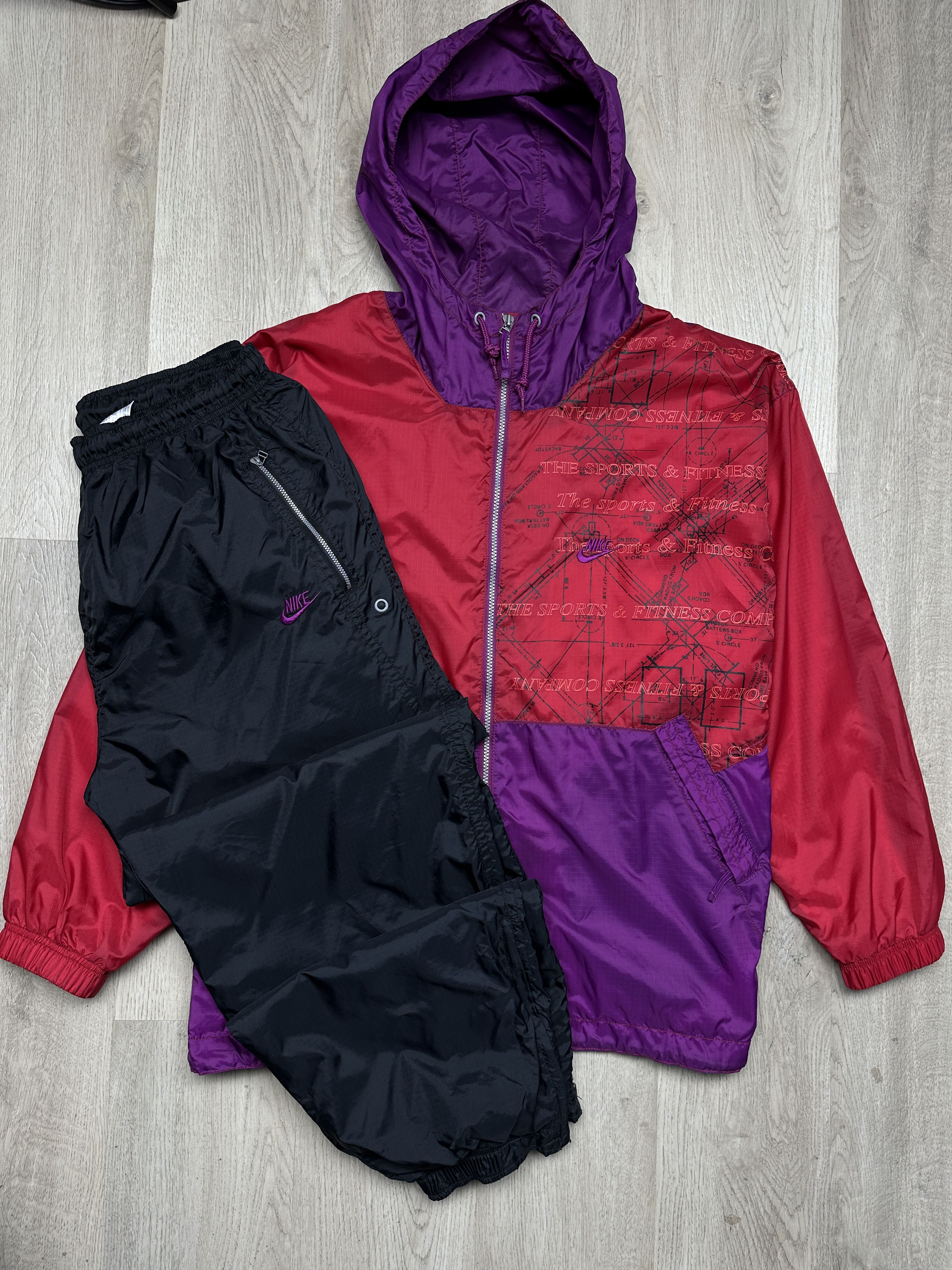 Nike Nike 90s Vintage Mens Nylon Track Suit Jacket + Pants Drill Size US 36 / EU 52 - 1 Thumbnail