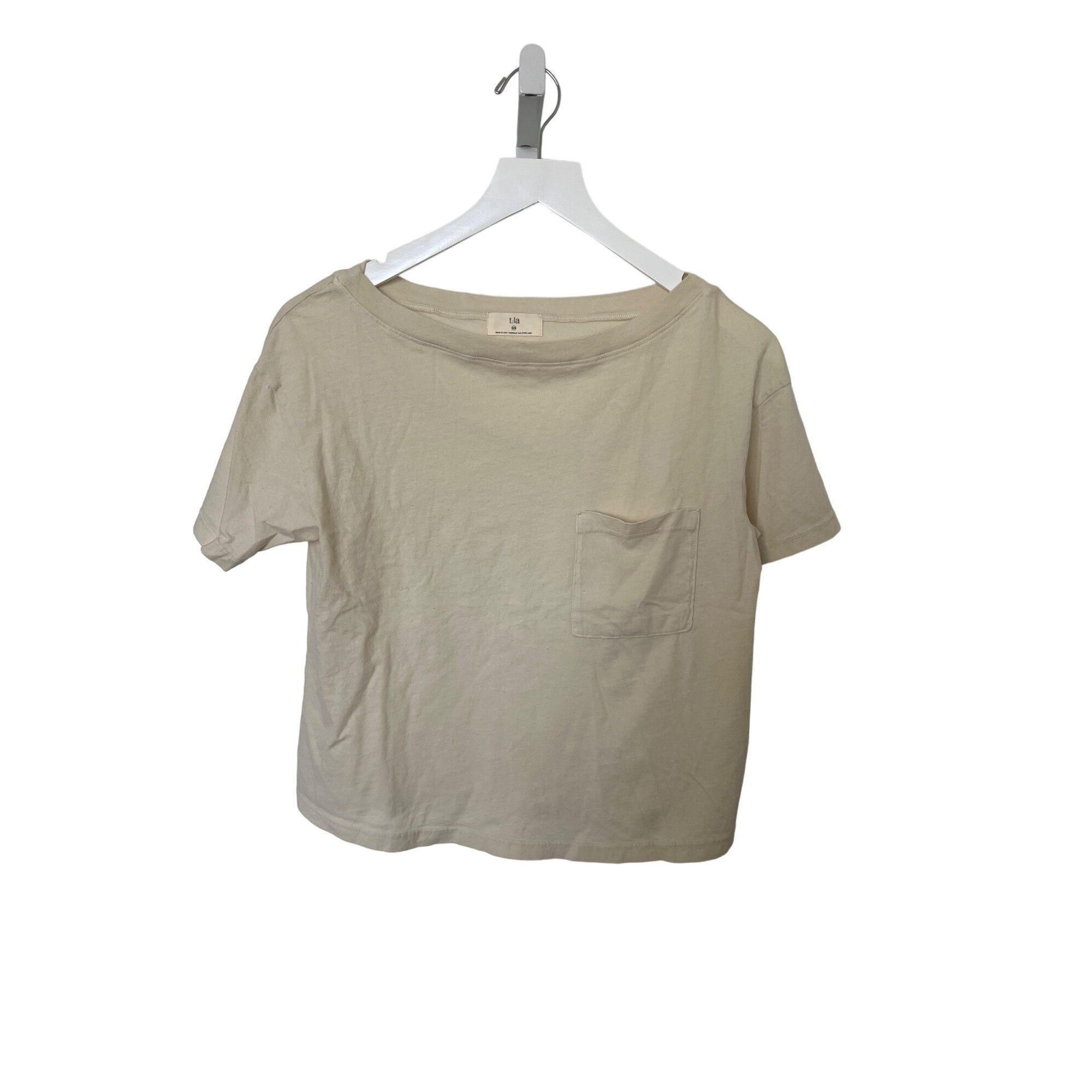 Anthropologie T.La Nalani Cream Boat Neck Tee Size XS / US 0-2 / IT 36-38 - 2 Thumbnail