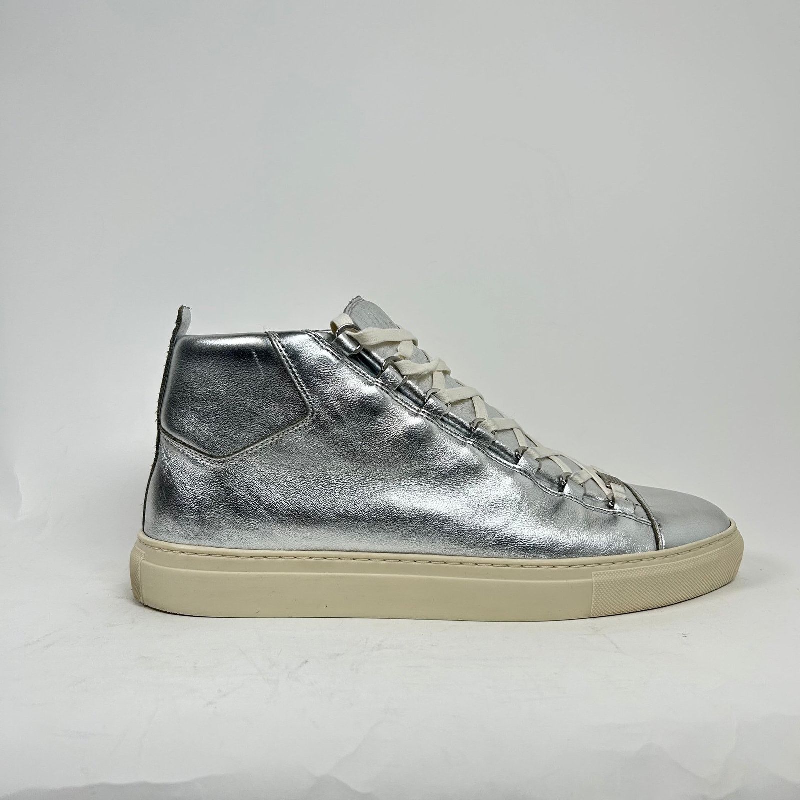BALENCIAGA - silver high cut sneaker