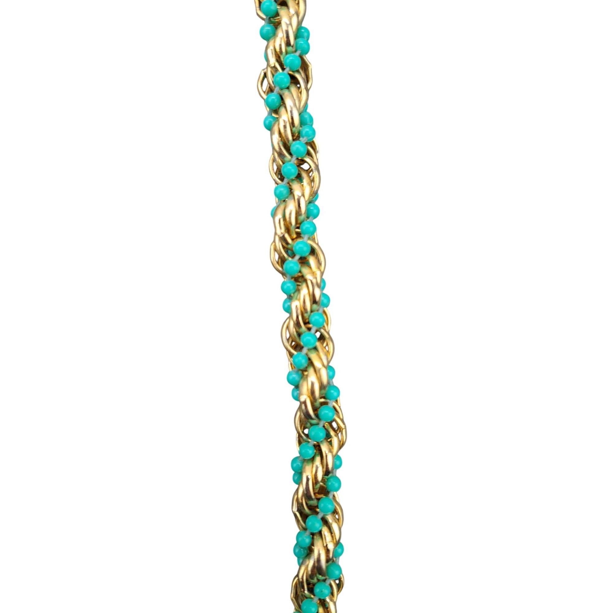 Other Vintage Avon Gold Tone Faux Turquoise Beaded Twist Necklace Size ONE SIZE - 3 Thumbnail
