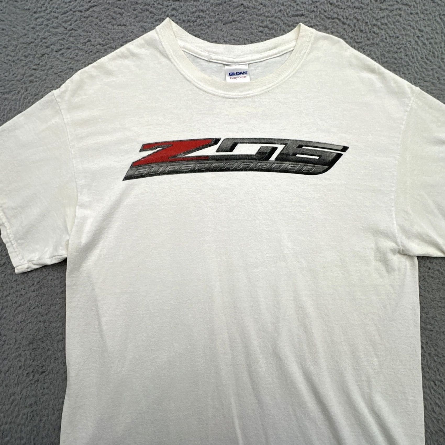 Gildan VINTAGE Gildan Chevrolet Chevy Corvette Z06 Supercharged T Shirt Mens L White Size US L / EU 52-54 / 3 - 3 Thumbnail