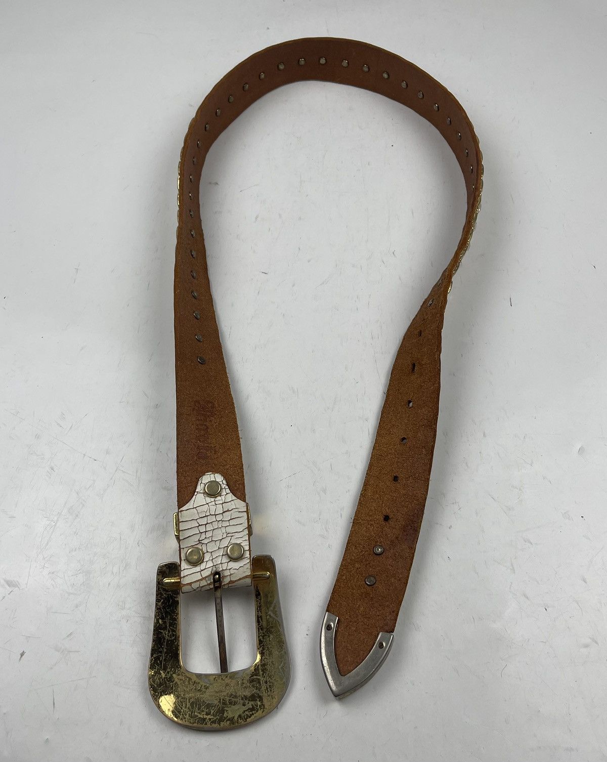 Other distressed studded leather belt tc33 Size 36 - 6 Thumbnail