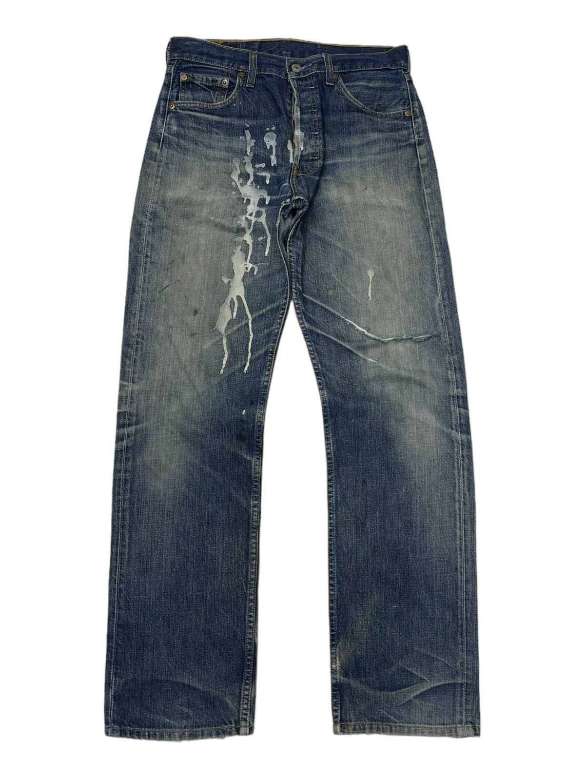 image of Distressed Denim x Levis Vintage Levis 501 Painter Jeans Undercover Style Distress in Blue (Size 30